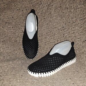 ILSE JACOBSEN-Tulip-Black Faux Nubuck-Sz 38-Excellent